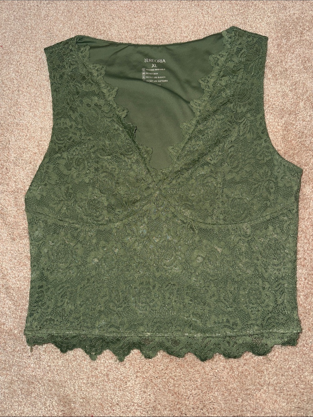Xhilaration Olive Lace V-Neck Camisole